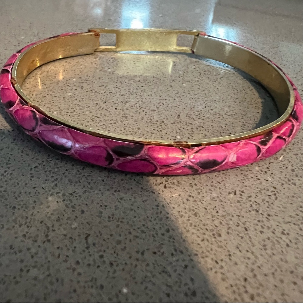 Pink and Gold plated Bangle Bracelet